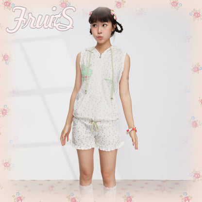 FRUITS - Apple Patch Floral Romper overall Fruits S
