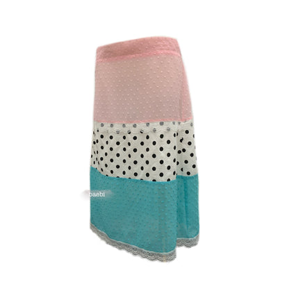bae bi - Mint Color Block Polka Dot Lace Trim Skirt skirt Bae Bi 1