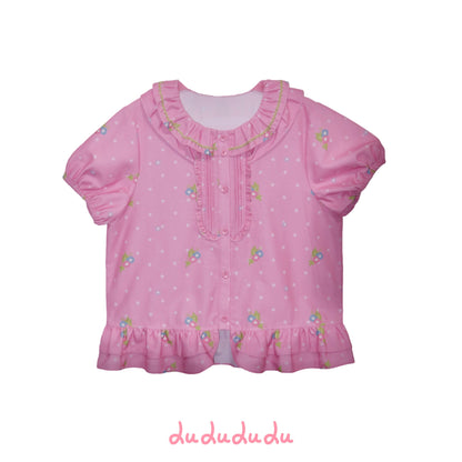 LULULULU - Morning Glory Print Lolita Blouse & Skirt Set set LULULULU Top S