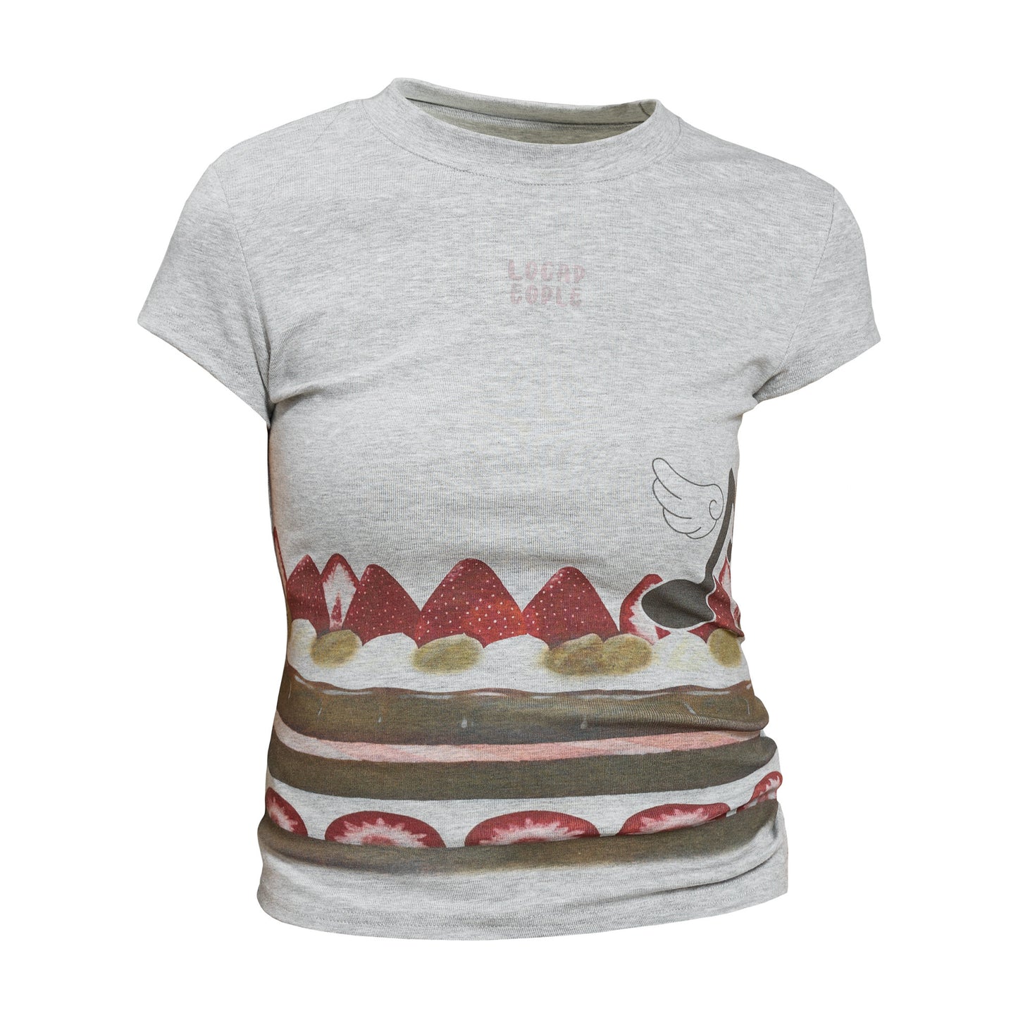 Languid Park - Strawberry Print Crop Tee tee Languid Park Grey S