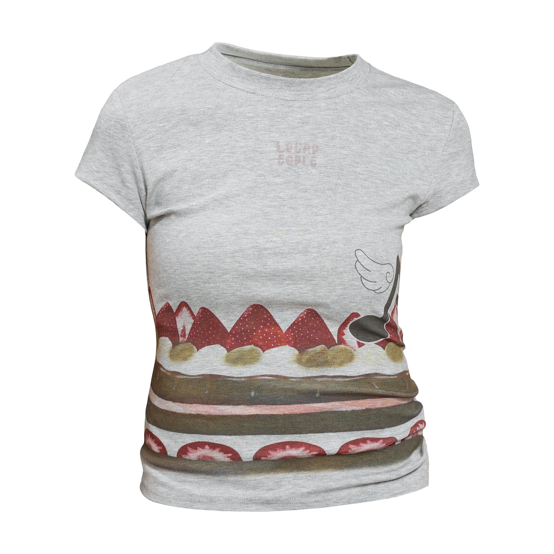 Languid Park - Strawberry Print Crop Tee tee Languid Park Grey S