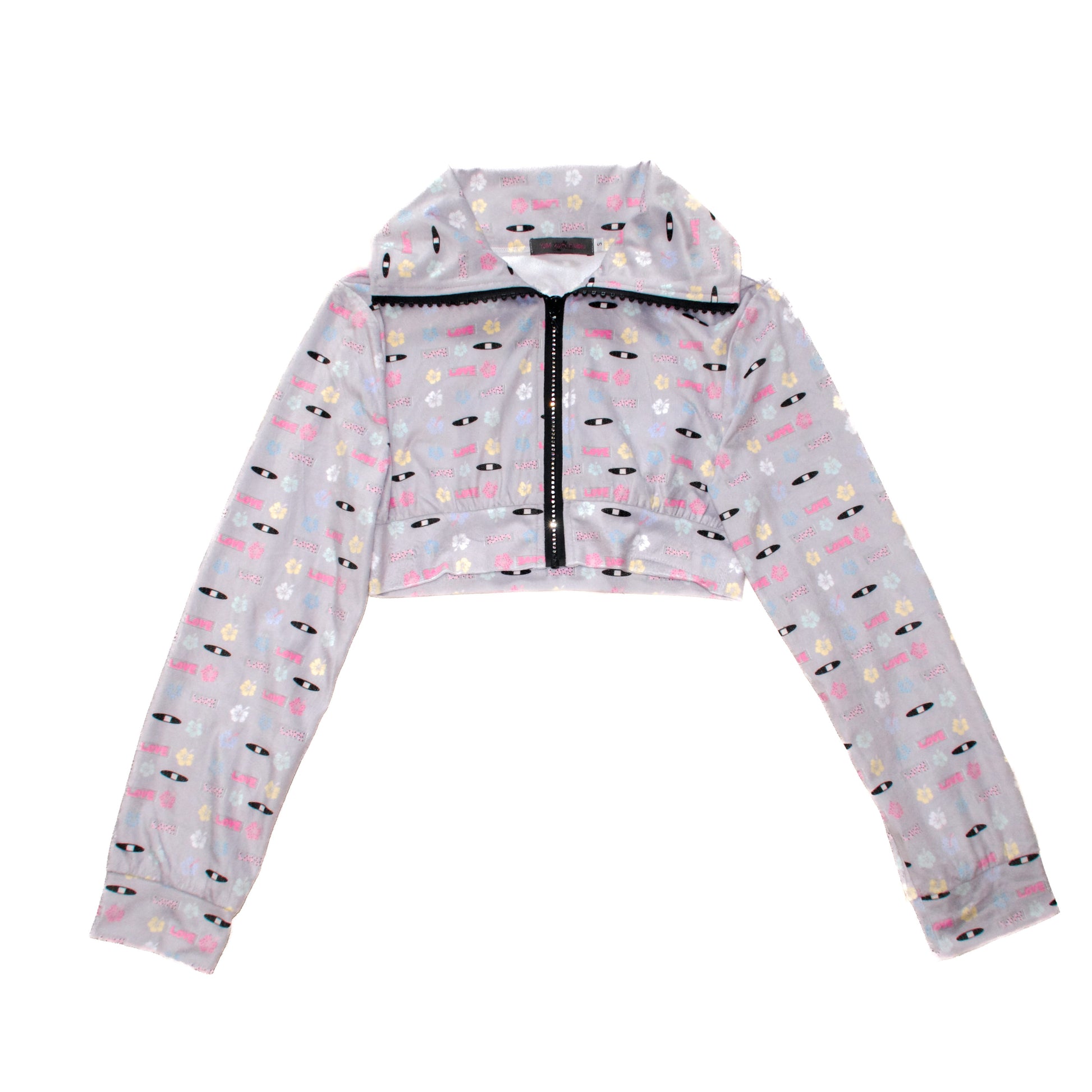 YJM with biubiu - Floral Rhinestone Zip Jacket jacket YJM with biubiu S