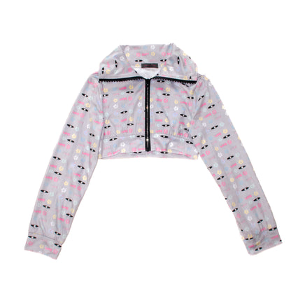YJM with biubiu - Floral Rhinestone Zip Jacket jacket YJM with biubiu S
