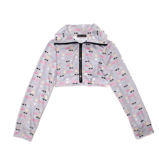 YJM with biubiu - Floral Rhinestone Zip Jacket jacket YJM with biubiu S