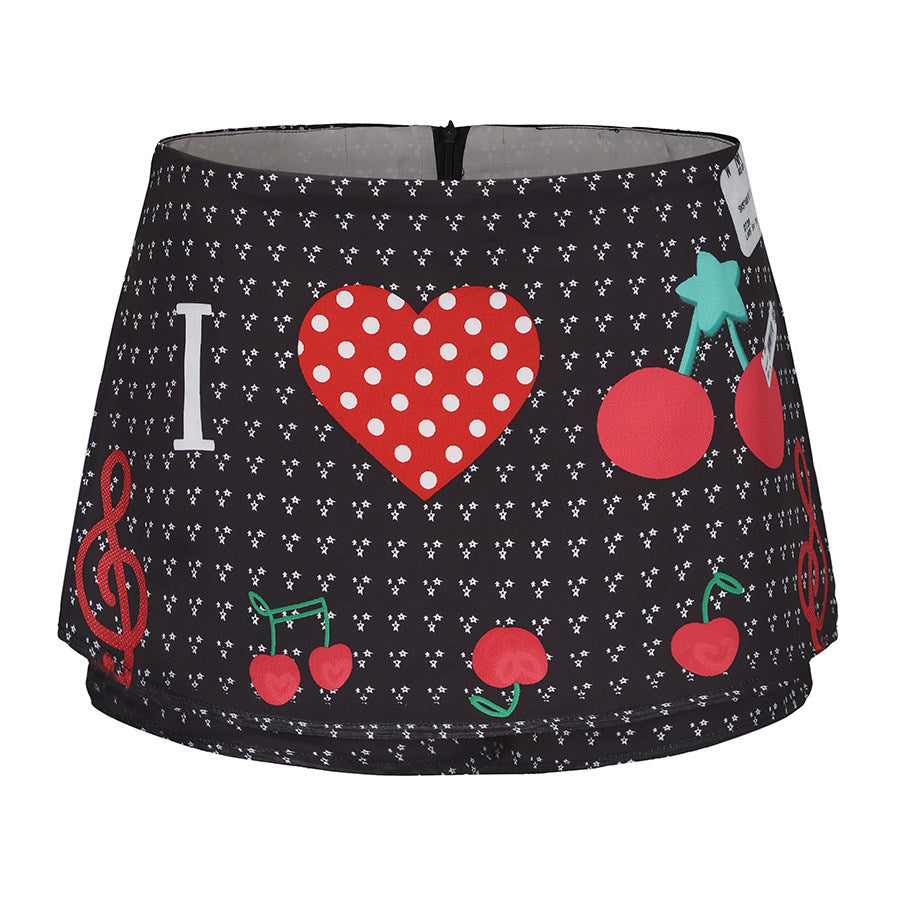 UnsocialNight - Cherry Note Skort Shorts skirt UnsocialNight Black S