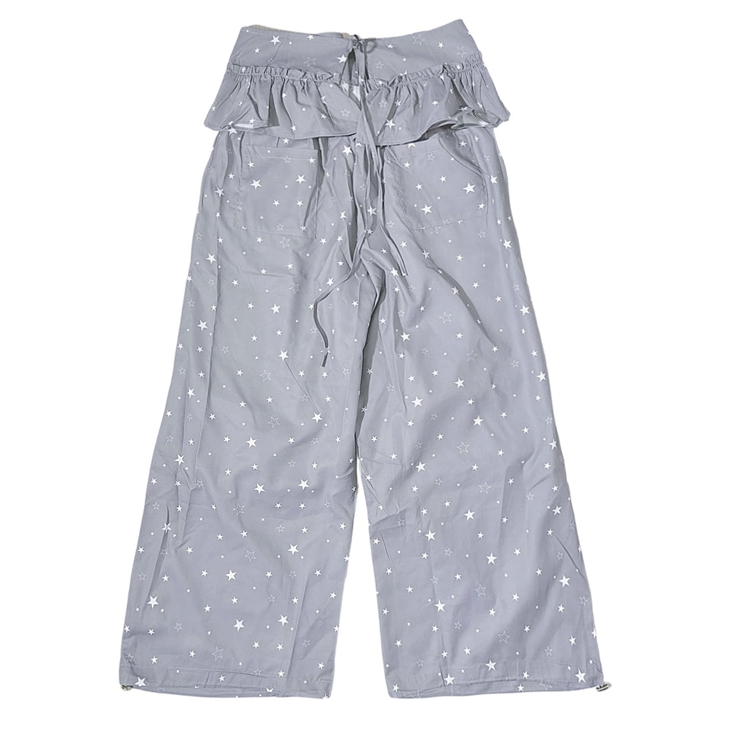 FANLOVEGIRL - Grey Ruffle Wide-Leg Pants pants FANLOVEGIRL Pants S