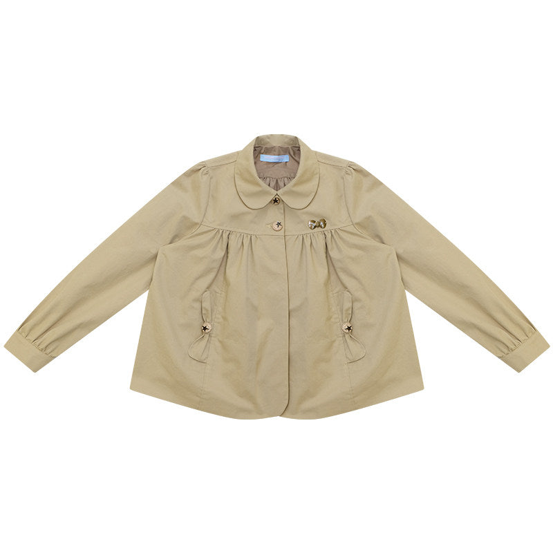 ziziFei - Khaki Peter Pan Collar Cotton Jacket coat ziziFei S
