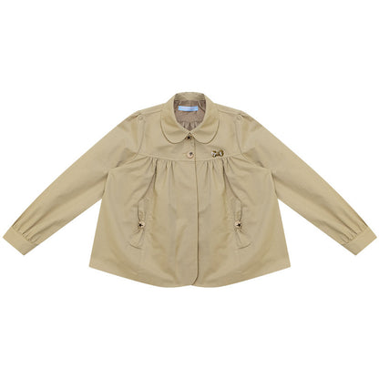 ziziFei - Khaki Peter Pan Collar Cotton Jacket coat ziziFei S