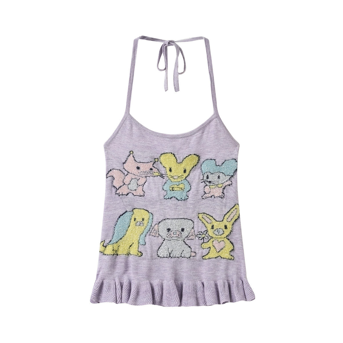 tntntutu - Lavender Glitter Ruffle Halter Knit Top camisole tntntutu S