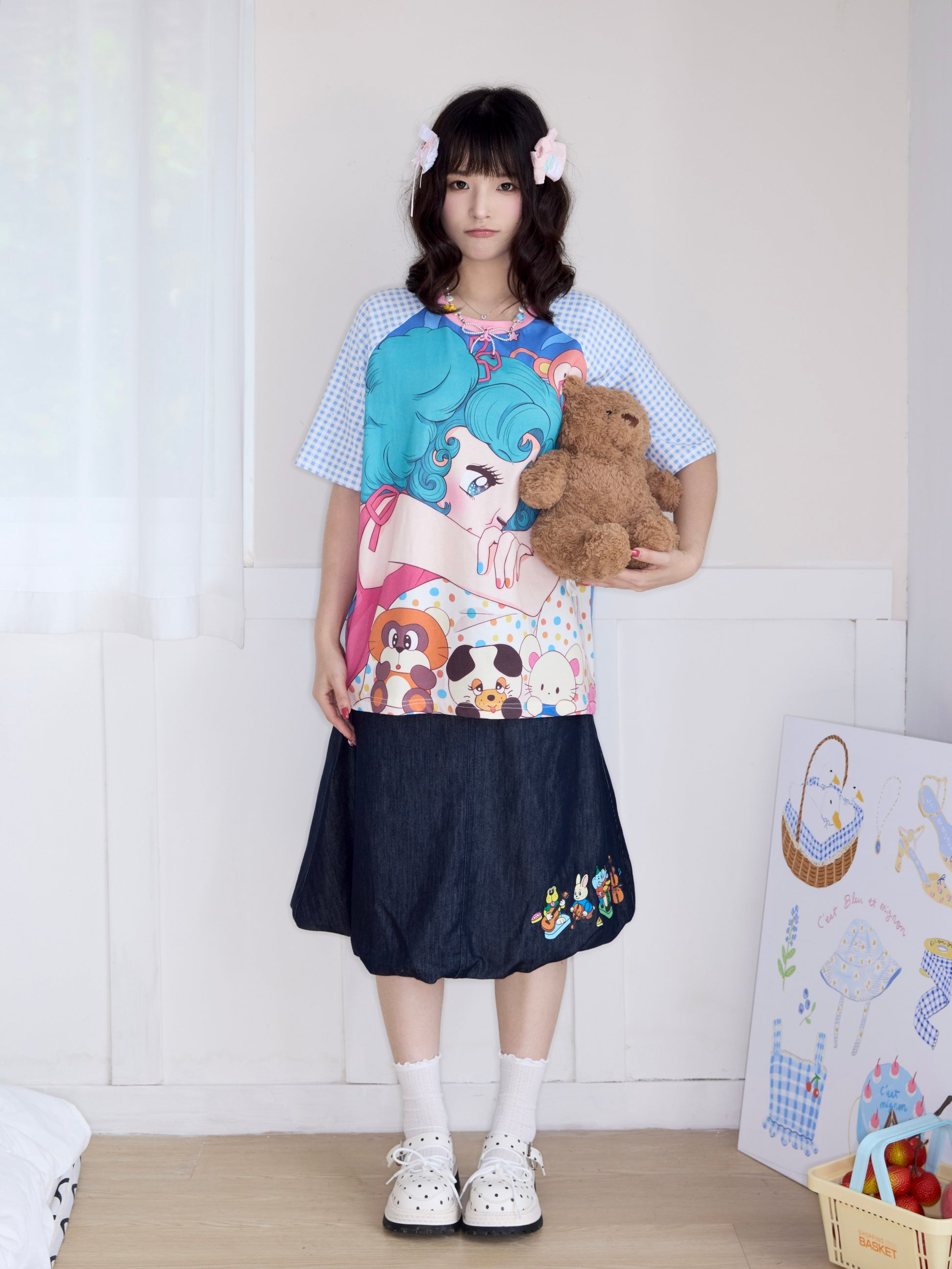 Robootoo - Cute Artist Print Tee & Slim Cami camisole Robootoo Short-sleeve Tee S