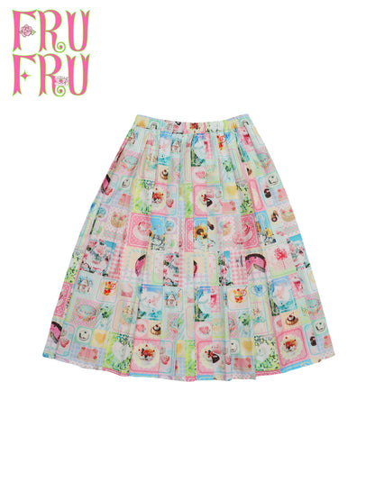 frufru - Cute Print Pleated A-Line Skirt skirt frufru S