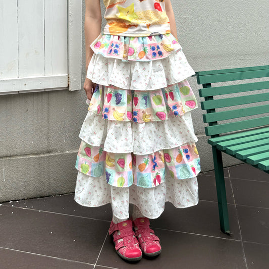FRUITS - Fruit Floral Layered Cake Skirt | Kawaii Japanese Girly Maxi Skirt skirt Fruits S