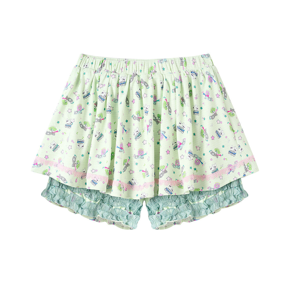 tntntutu - Mint Green Angel Print Skort | Fairy Kei Kawaii Harajuku Shorts skirt tntntutu S