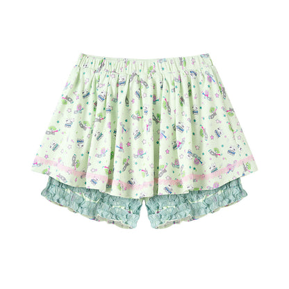 tntntutu - Mint Green Angel Print Skort | Fairy Kei Kawaii Harajuku Shorts skirt tntntutu S