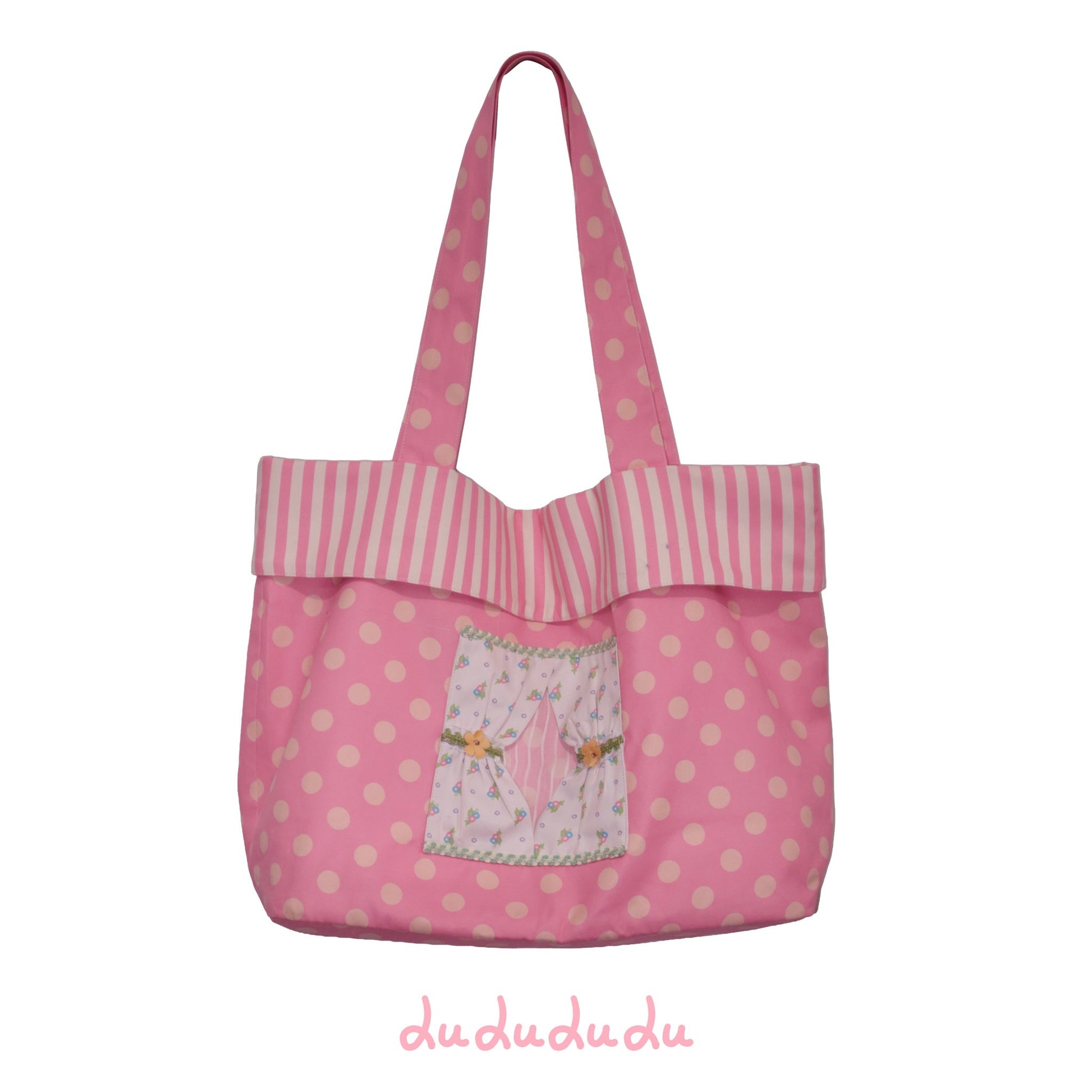 LULULULU - Curtain-Inspired Pink Polka Dot Tote Bag bag LULULULU