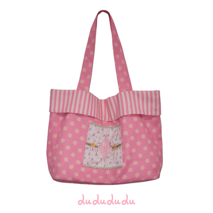 LULULULU - Curtain-Inspired Pink Polka Dot Tote Bag bag LULULULU