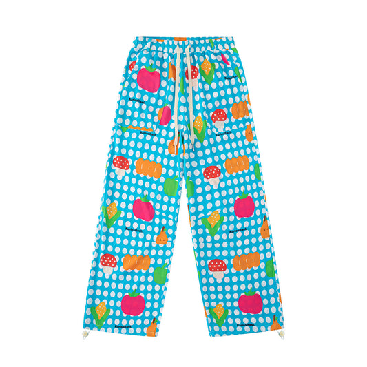 KURIOSITAET - Dopamine Blue Fruit Print Pants pants KURIOSITAET S