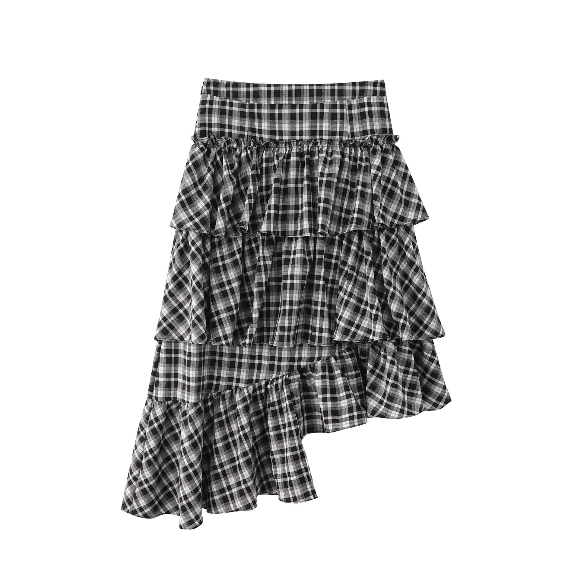 Languid Park - Plaid Asymmetrical Puffy Midi Skirt skirt Languid Park S