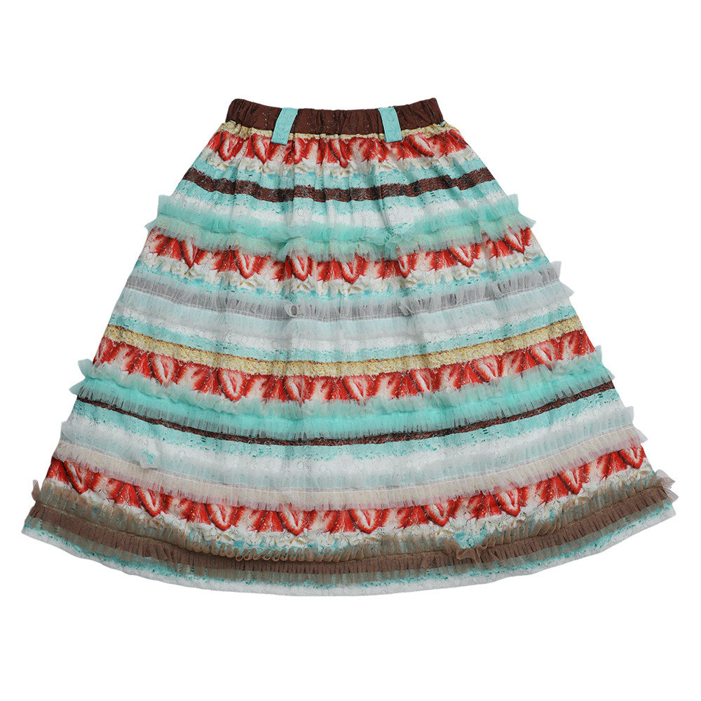 FruFru - Strawberry Lace Print Skirt skirt frufru Green S