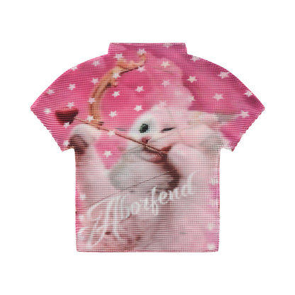 Languid Park - Cat Print Stretch Cropped T-Shirt tshirt Languid Park