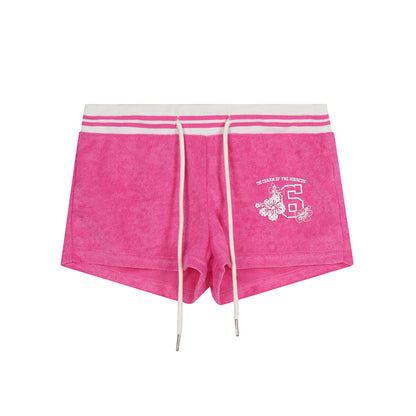 Languid Park - Vintage Letter Drawstring Shorts shorts Languid Park Rose Red S