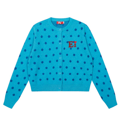 Kawaii Polka Dot Knit Cardigan Sweater cardigan Languid Park Blue S