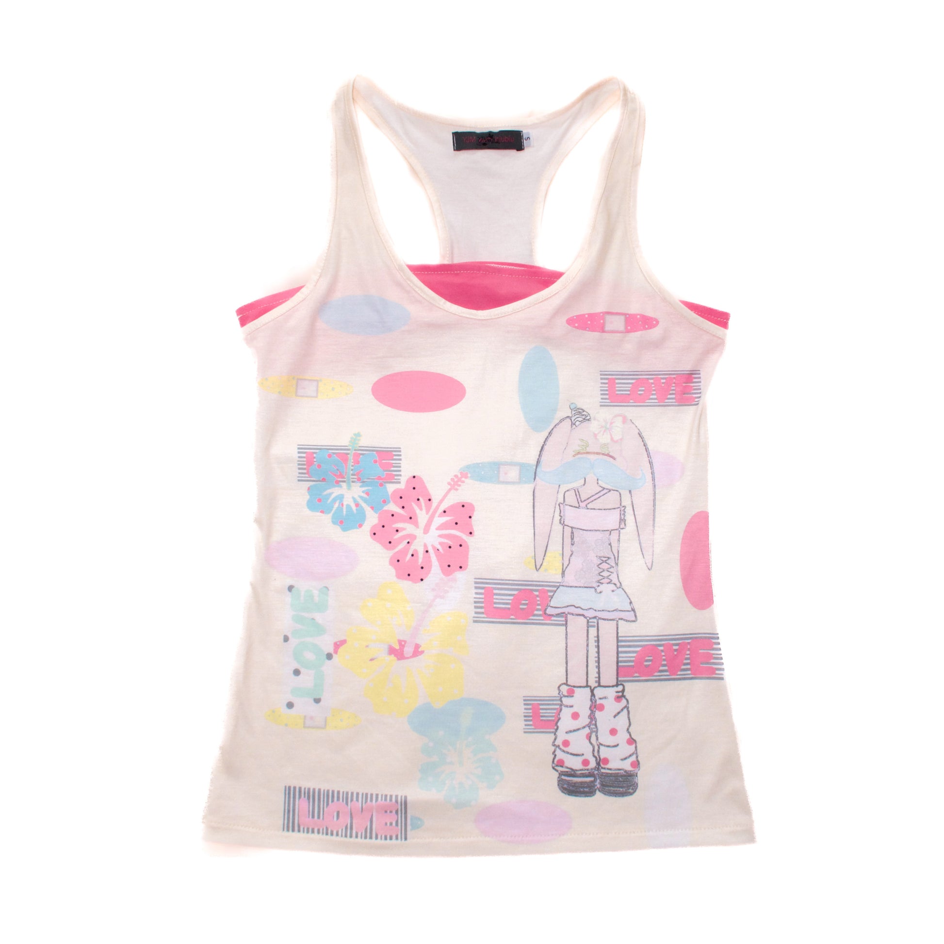 YJM with biubiu - Vintage LOVE Layered Tank Top camisole YJM with biubiu S