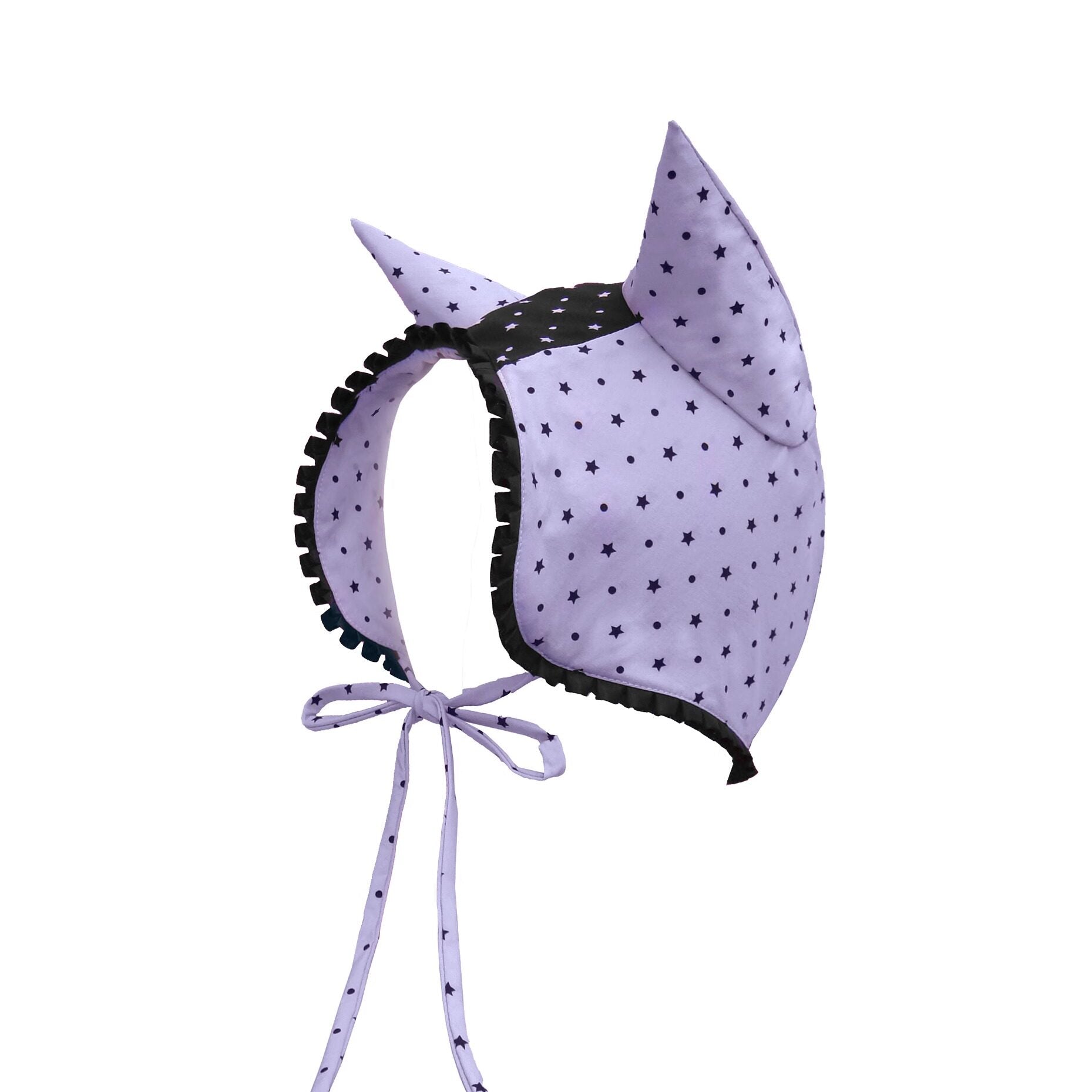 RustSet 原创印花飞机耳花边帽春夏小众两穿恶魔角 hat rustset Purple