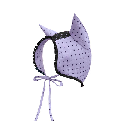 RustSet 原创印花飞机耳花边帽春夏小众两穿恶魔角 hat rustset Purple