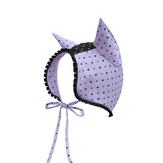 RustSet 原创印花飞机耳花边帽春夏小众两穿恶魔角 hat rustset Purple