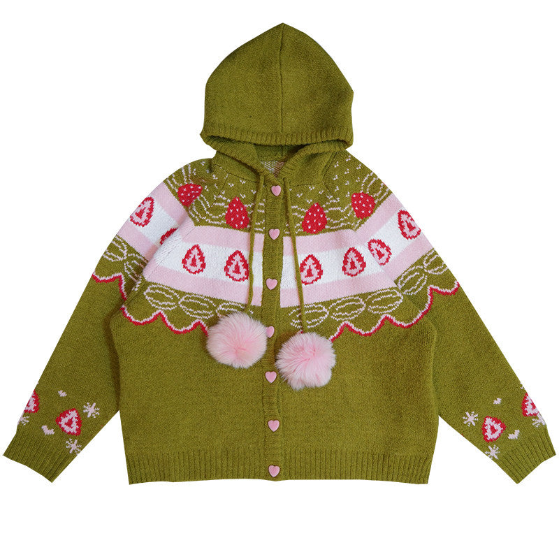 Daytoday Everyday Institute - Strawberry Matcha Cake Cardigan coat daytoday everyday institute