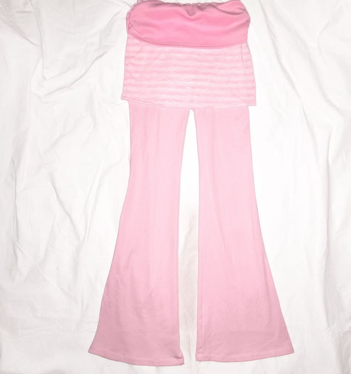 YJM with biubiu - Pink Stripe Foldover Skirt Pants pants YJM with biubiu S