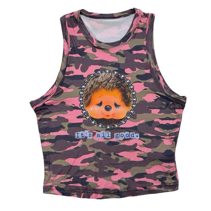 bunnybunnygun - Y2K Stretch Tank Top camisole bunnybunnygun Camouflage Pattern