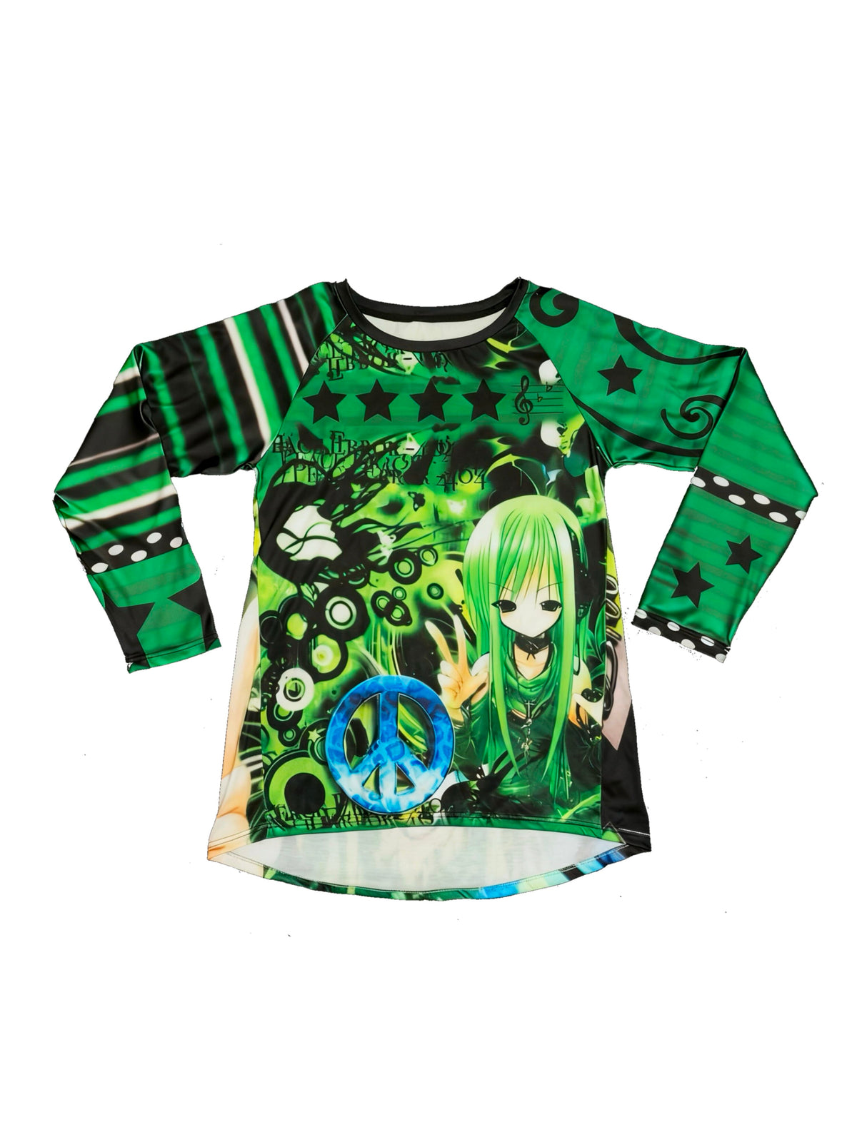 ki00bi00 - Green Stripe Print Long Sleeve Top