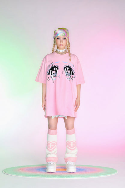 DeadEndKids - Anime Eyes Loose Tee tee DeadEndKids Pink M