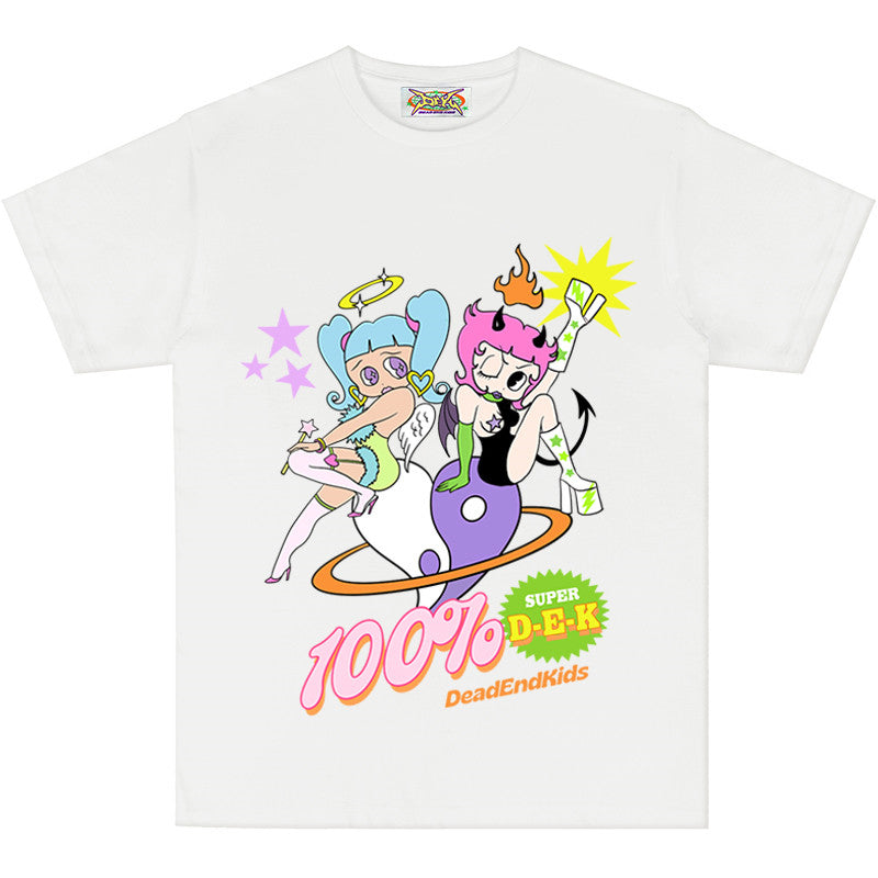 DeadEndKids - Cartoon Print Oversized Tee tee DeadEndKids White M