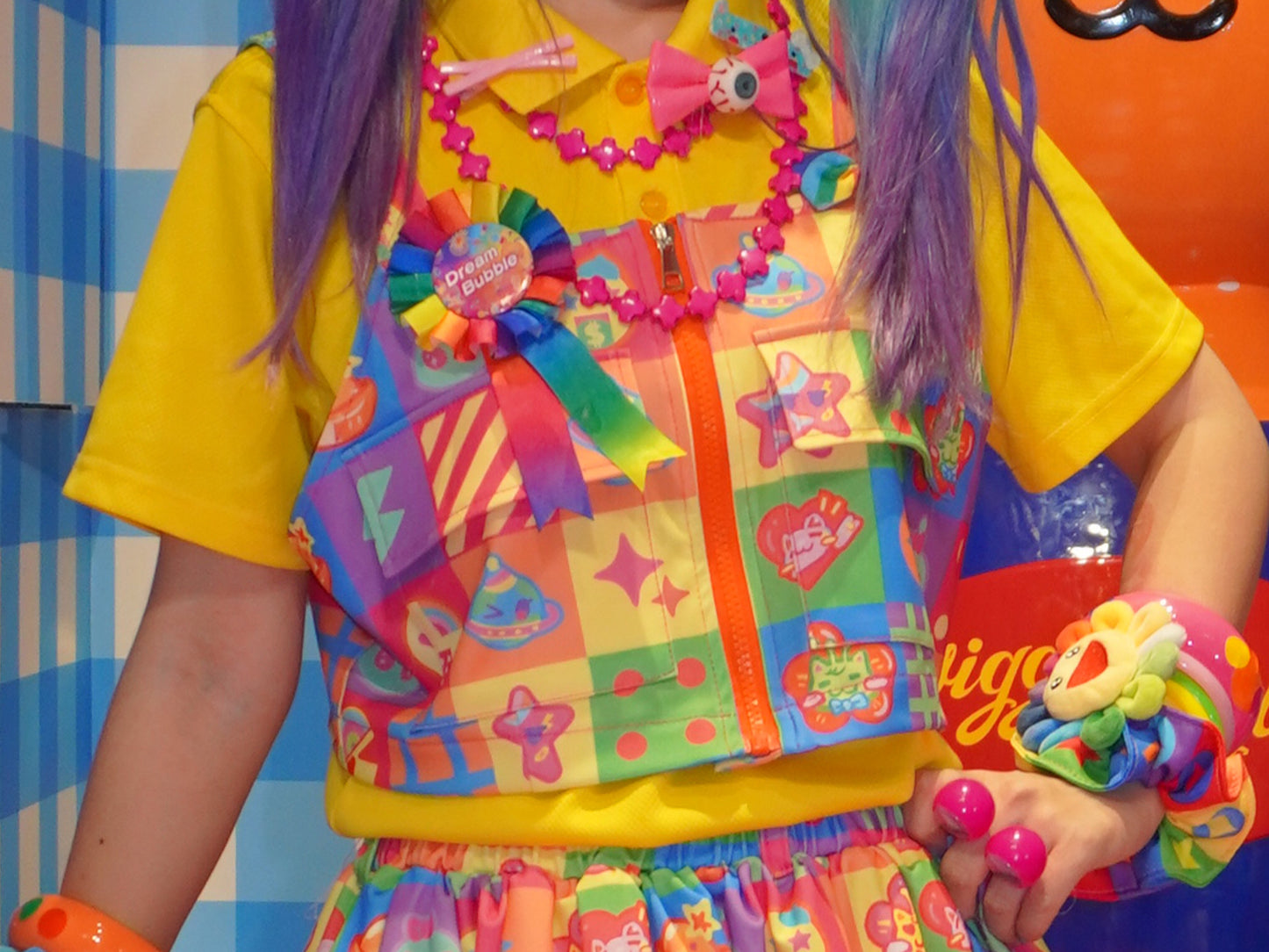 Dream Bubble - Rainbow Plaid Decora Kei Vest Skirt Set set Dream Bubble Vest Only