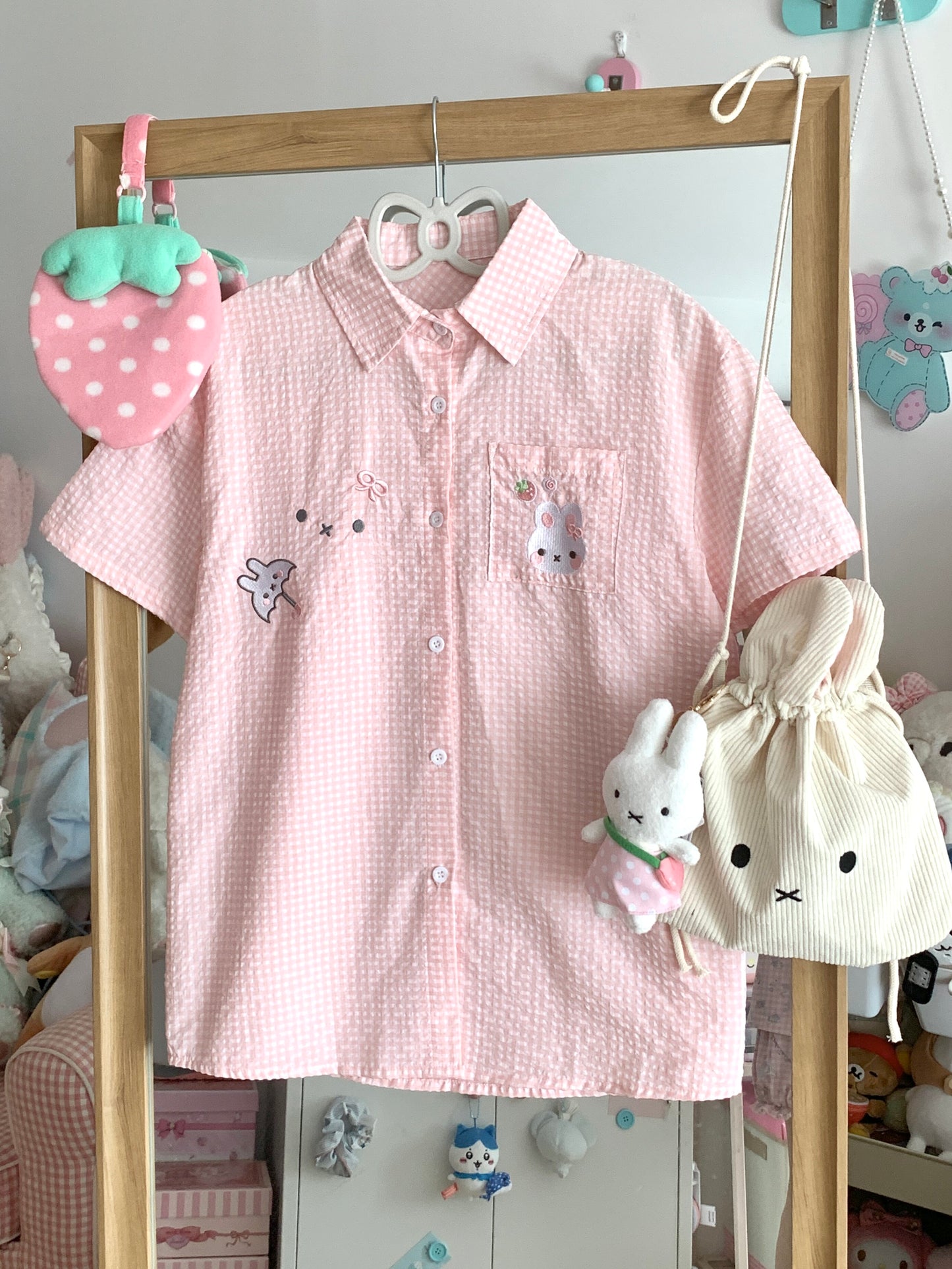 Blurred Bear - Plaid Bunny Shirt shirt Blurred Bear Pink S