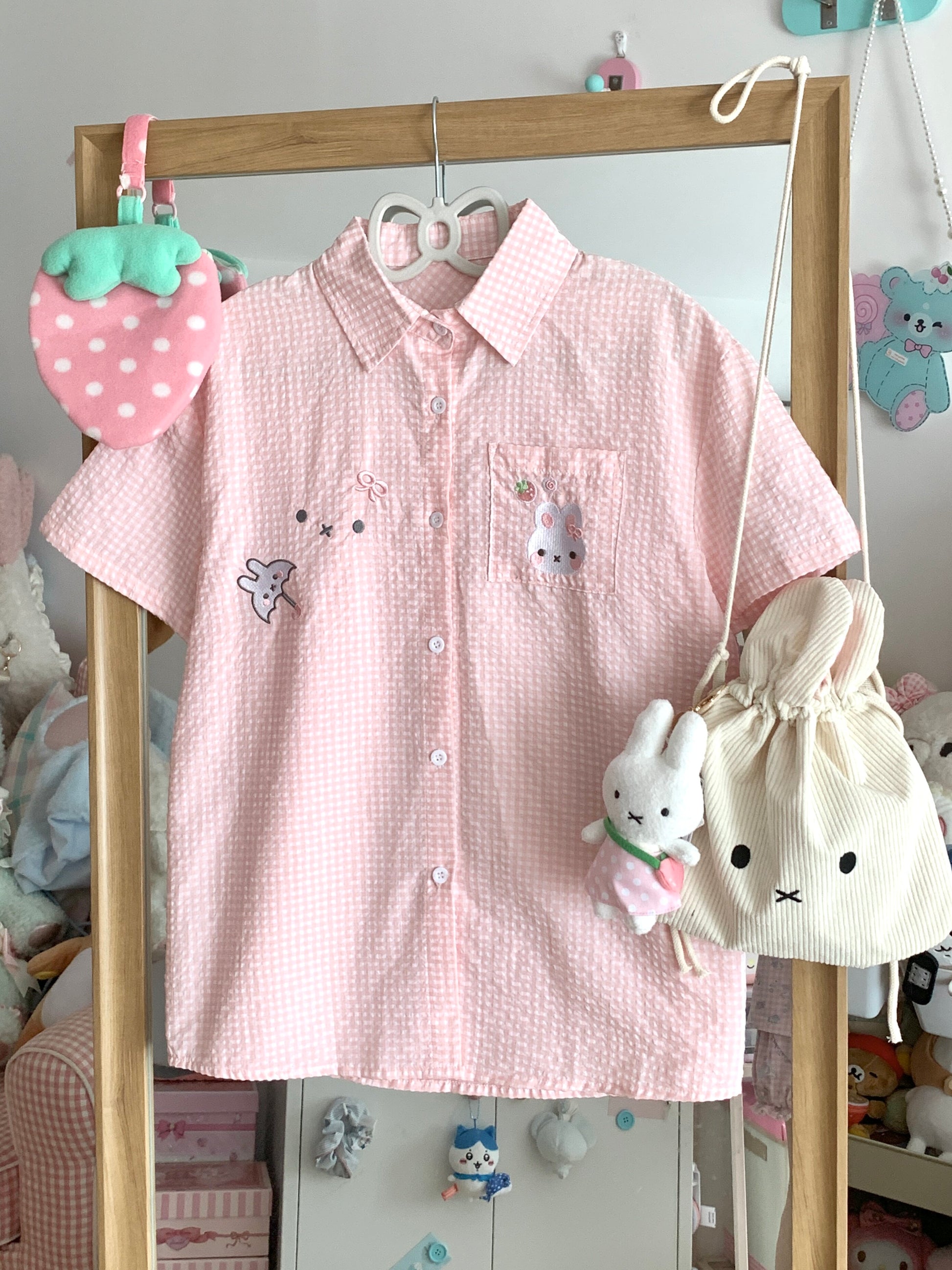 Blurred Bear - Plaid Bunny Shirt shirt Blurred Bear Pink S