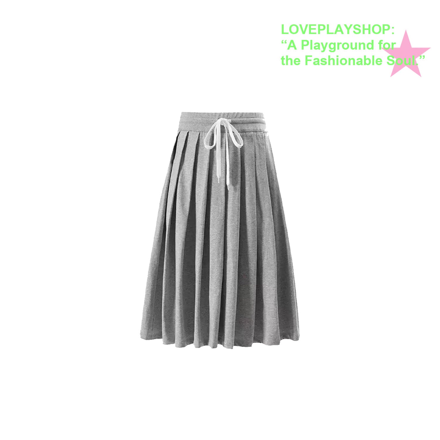 loveplayshop - Solid Color Pleated Cotton Skirt skirt loveplay Grey S