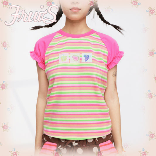 FRUITS - Stripe Puff Sleeve Tee tshirt Fruits S