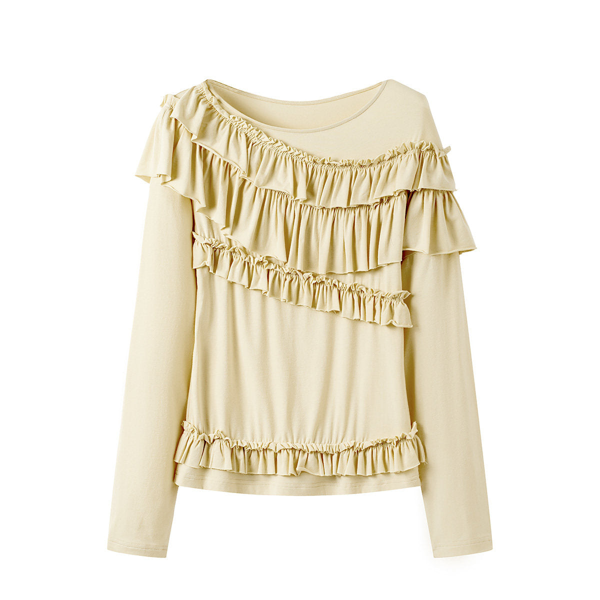 tntntutu - Yellow Ruffle Off-Shoulder Long Sleeve Top shirt tntntutu S