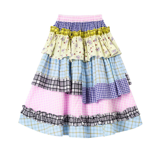 tntntutu - Kawaii Plaid Ruffle Maxi Skirt skirt tntntutu M