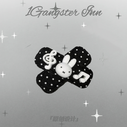 1Gangster Inn - Polka Dot Miffy Rabbit Hair Clip hair clip 1GASTERINN All Black - 1pc