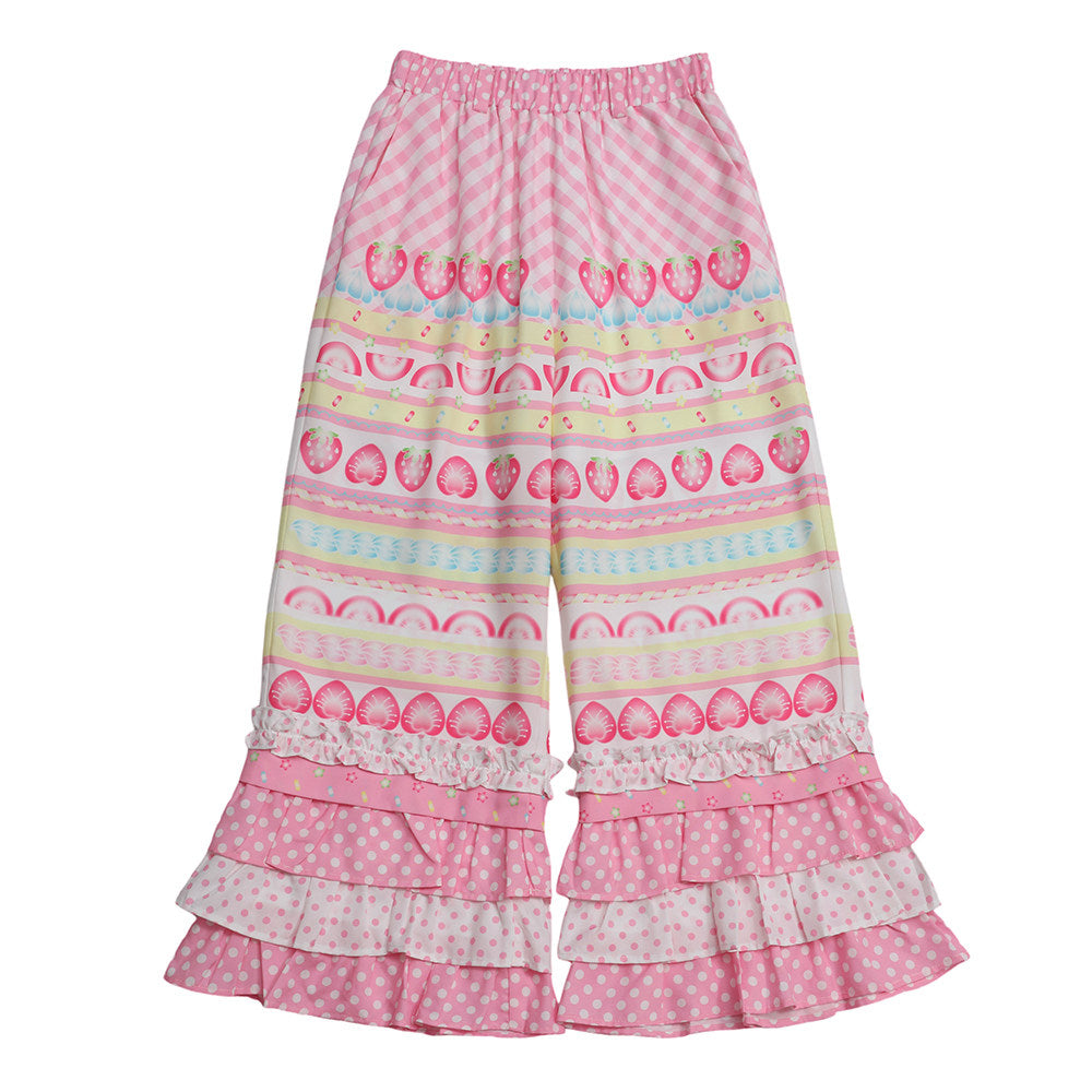 frufru - Fruit Plaid Patchwork Pants | Kawaii Harajuku Summer Fashion pants frufru Pink S