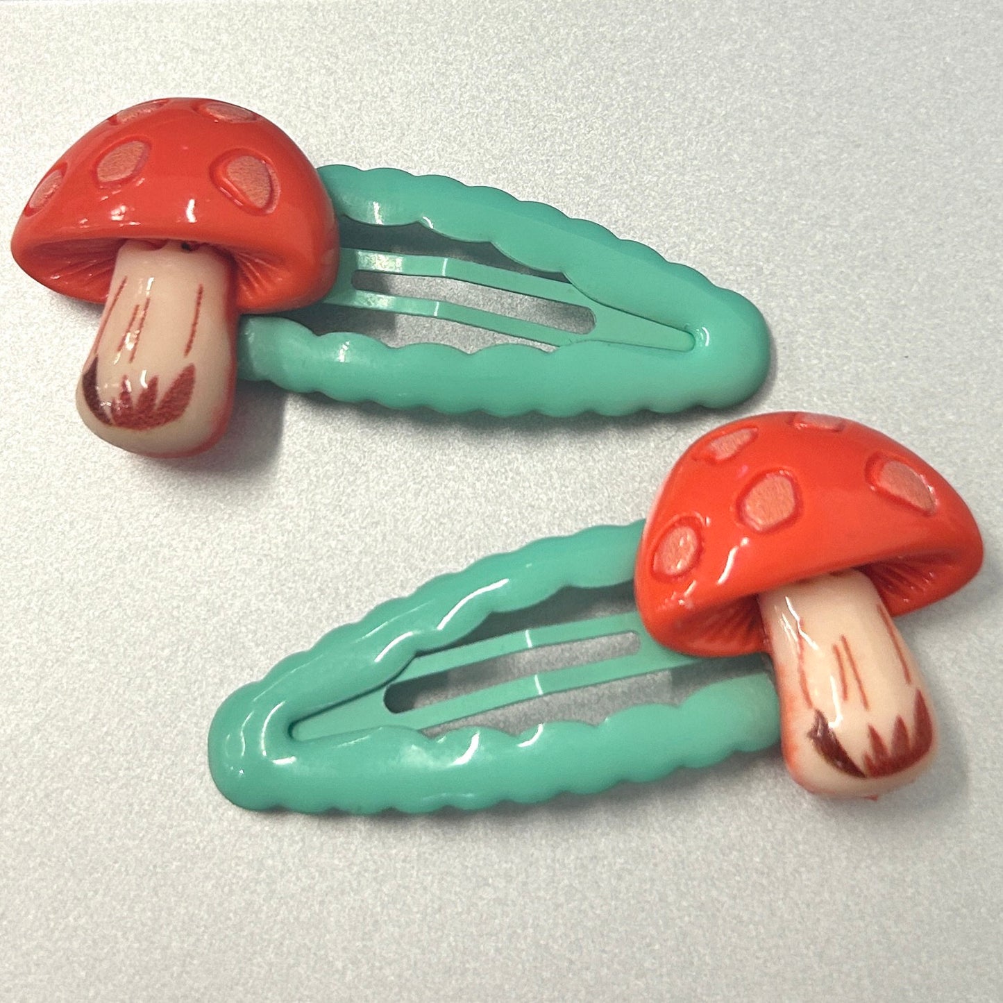 Mononoke - Mushroom Fairy Bow Hair Clip Mononoke mint green and red mushrooms