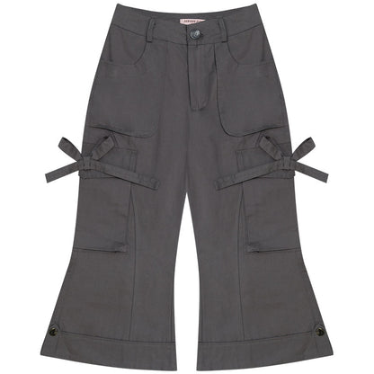 ziziFei - Charcoal Bow Cargo Cropped Pants shorts ziziFei S