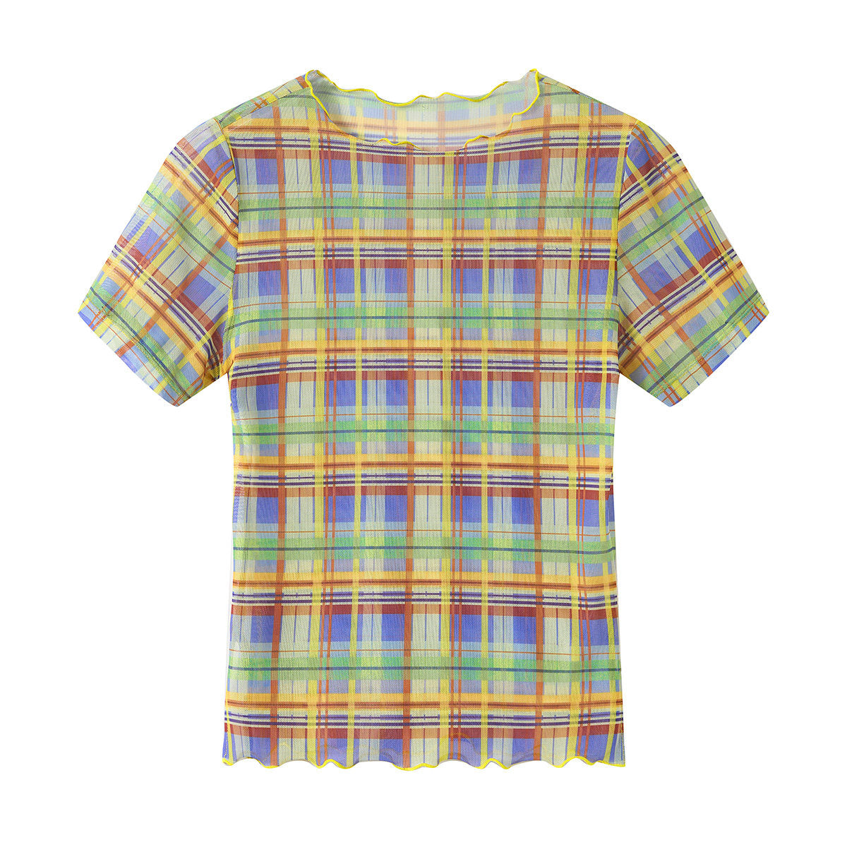tntntutu - Pink Plaid Mesh Top | Fairy Kei Kawaii Harajuku Layering Shirt tshirt tntntutu Vintage Color S