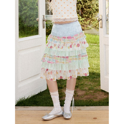 Chemical Girl - Floral Satin Tiered Skirt skirt chemical girl S