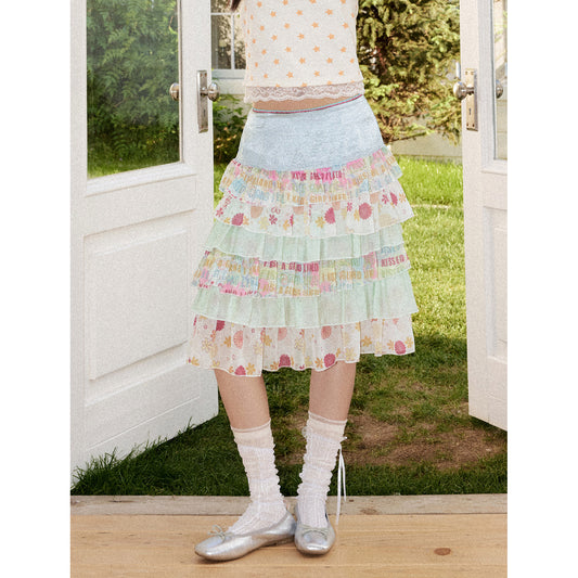 Chemical Girl - Floral Satin Tiered Skirt skirt chemical girl S